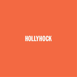 Hollyhock's logo on a lovey field of orange